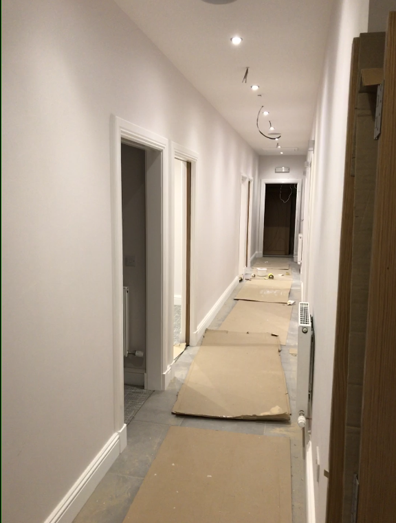Hallway plastered and painted